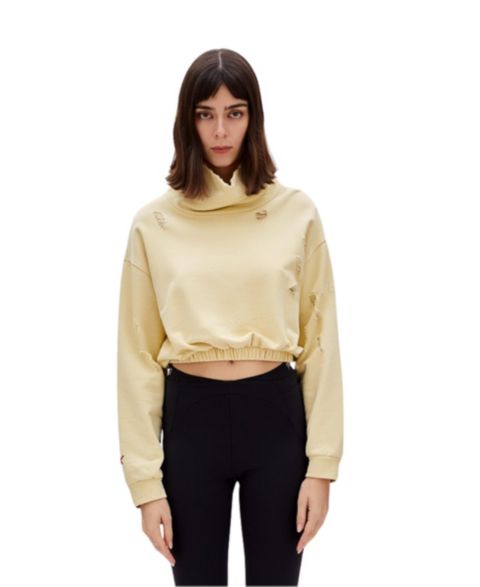 Женский топ PCFG Cotton Destroyed High Neck Sweat, цвет: Бежевый