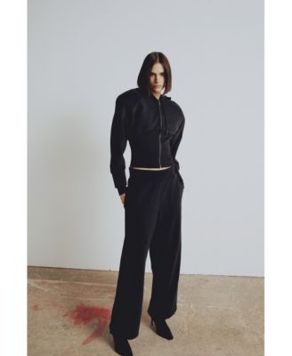 Women's Corset Zip-Front Cotton Hooded Sweatshirt