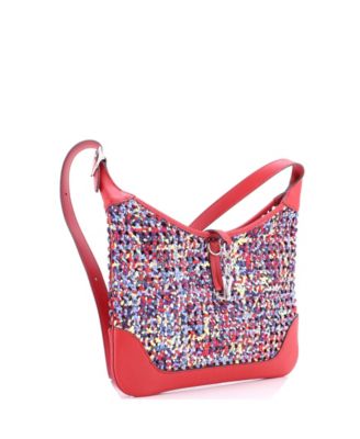 Pre-Owned HERMES 31 Trim Duo Bag Printed Silk and Leather