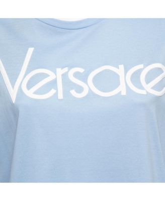 Women's Light Blue Cotton Logo Embroidered Tribute T-Shirt