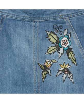 Women's Deluxe Blue Embroidered Denim Jamille Brode Skirt