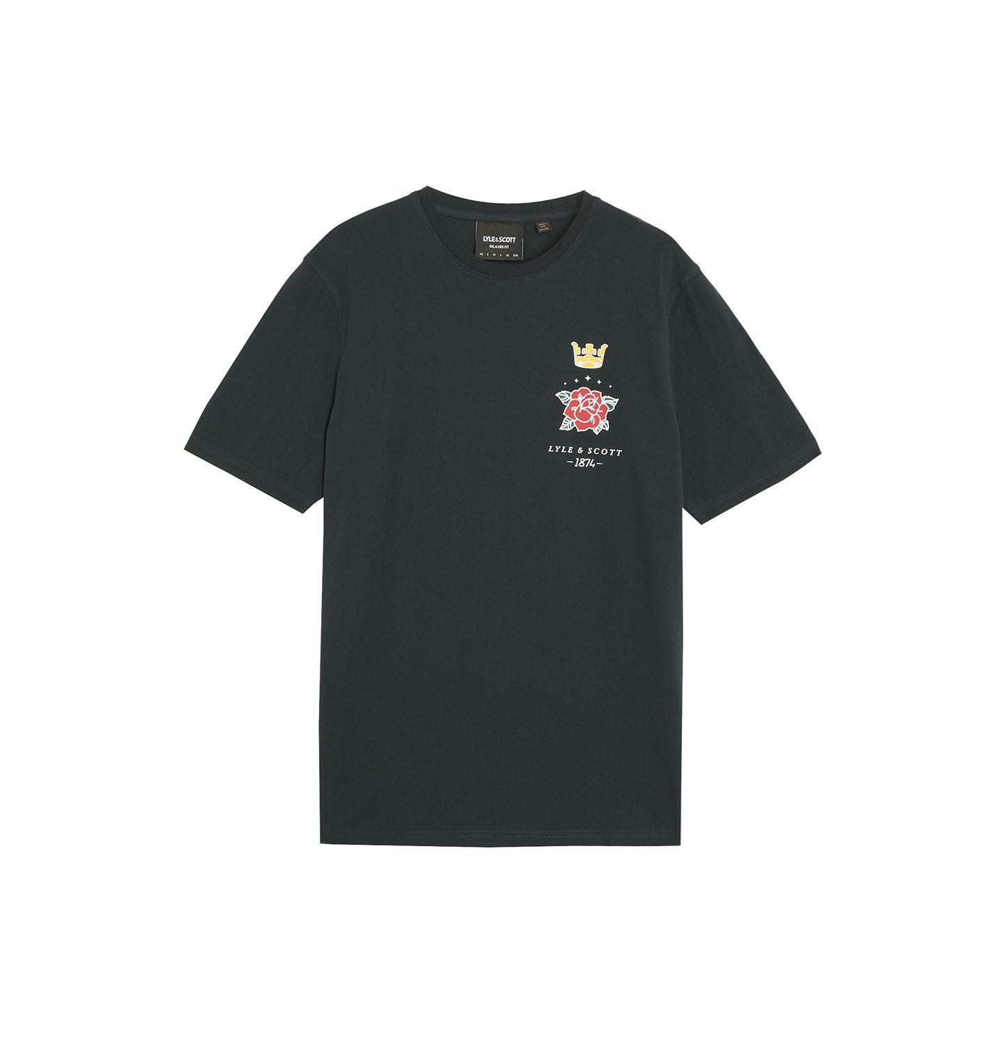Мужская футболка Lyle & Scott Rose And Crown Graphic, цвет: Тёмный тёмно-синий — фото 3