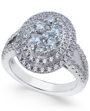 image of Arabella Swarovski Zirconia Oval Cluster Ring in Sterling Silver, Created for Macy-s