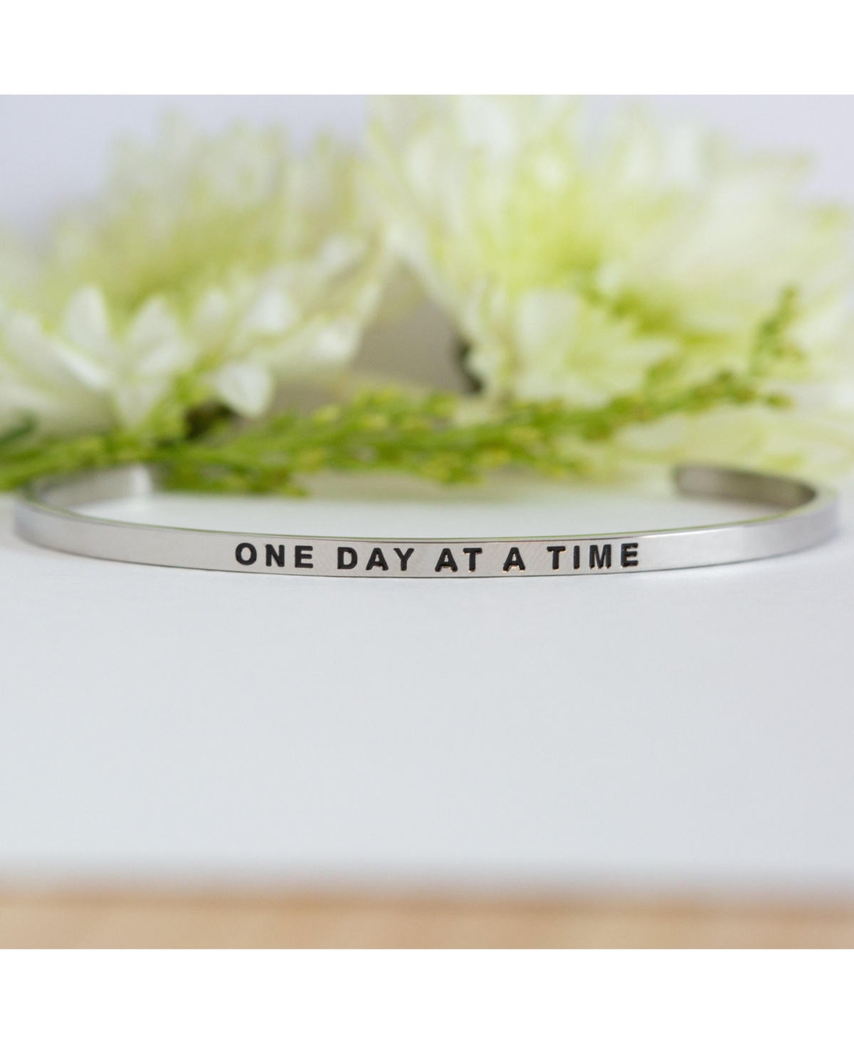 Mantra One Day At A Time Open Cuff Bracelet