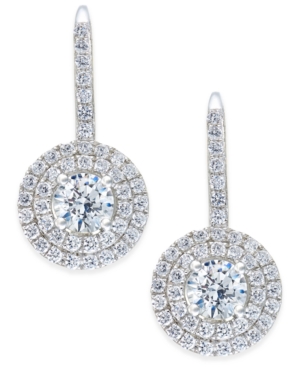 image of Arabella Swarovski Zirconia Circle Cluster Drop Earrings in Sterling Silver, Created for Macy-s