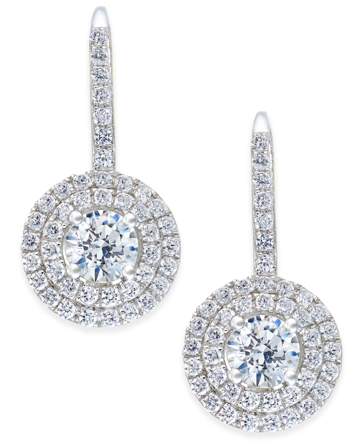 Cubic Zirconia Circle Cluster Drop Earrings in Sterling Silver, Created for Macy's - Sterling Silver