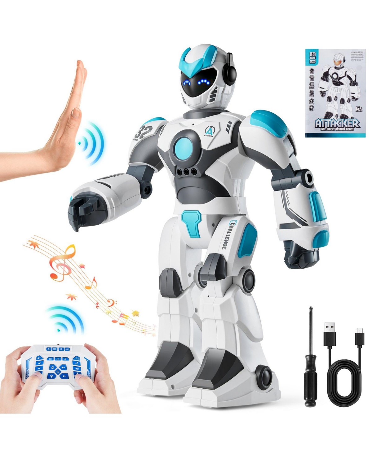 Mecale Rc Robot Toy for Kids, 2.4GHz Gesture Sensing Programmable Voice Control Robot, Singing Dancing Gift for Ages 6–12
