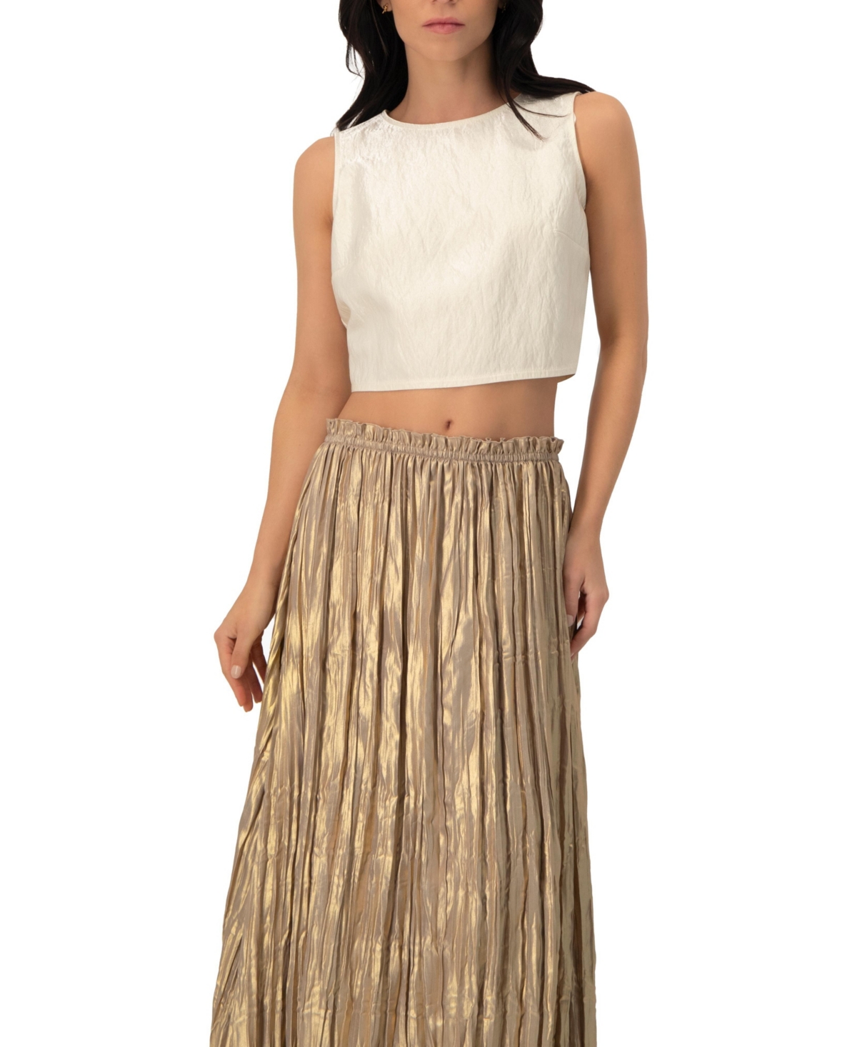 Ivonne Women's Cropped Sleeveless Top with Back Zip