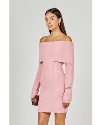 Women's Off Shoulder Sweater Mini Dress