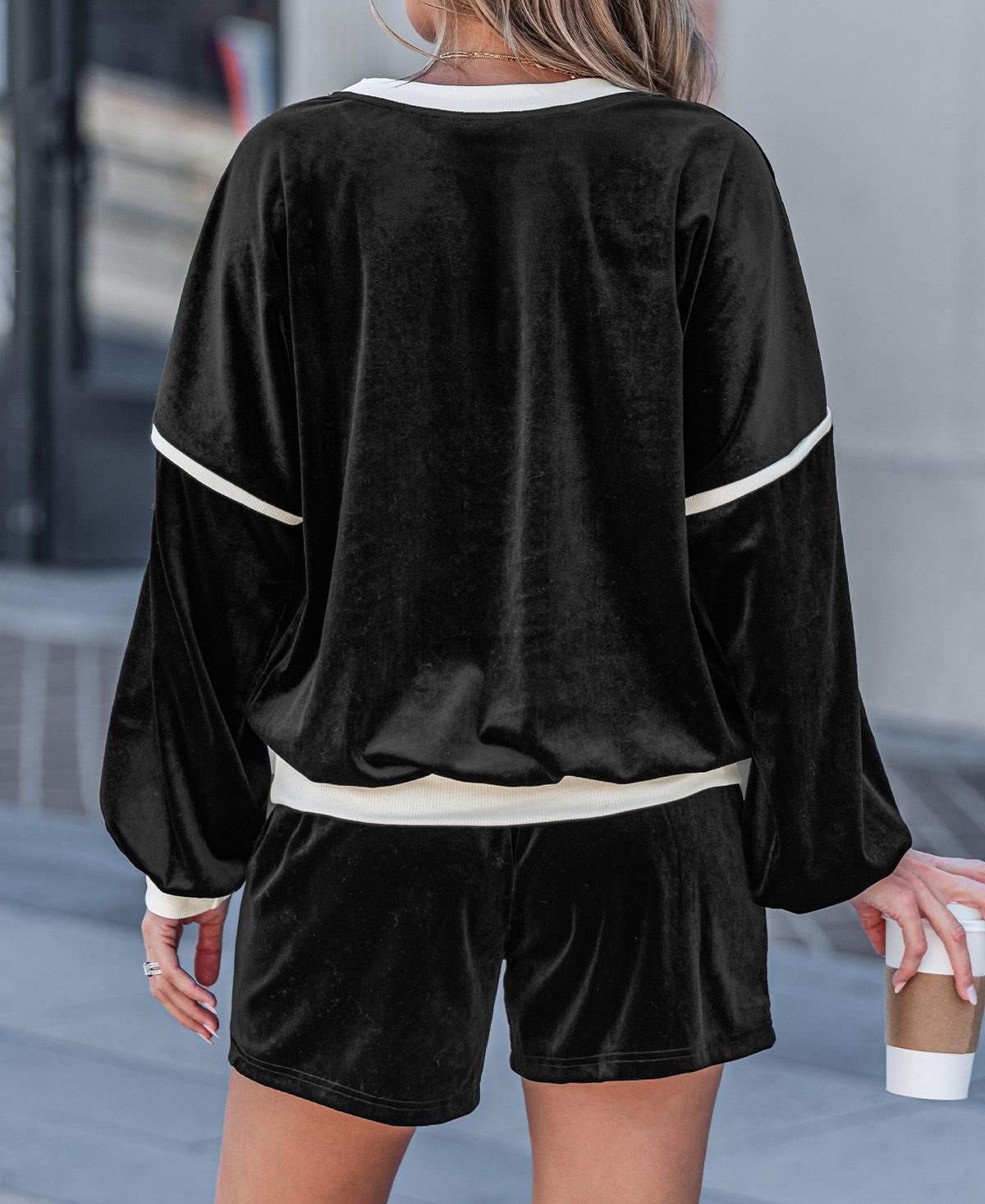 Cupshe Women's Velvet Long Sleeve Matching Set