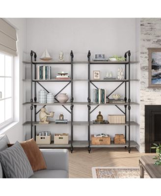 5 Tier Bookshelf, Vintage Bookshelves and Bookcases with Roman Column, Large Display Shelves for Home Office, Study Room, Living Room