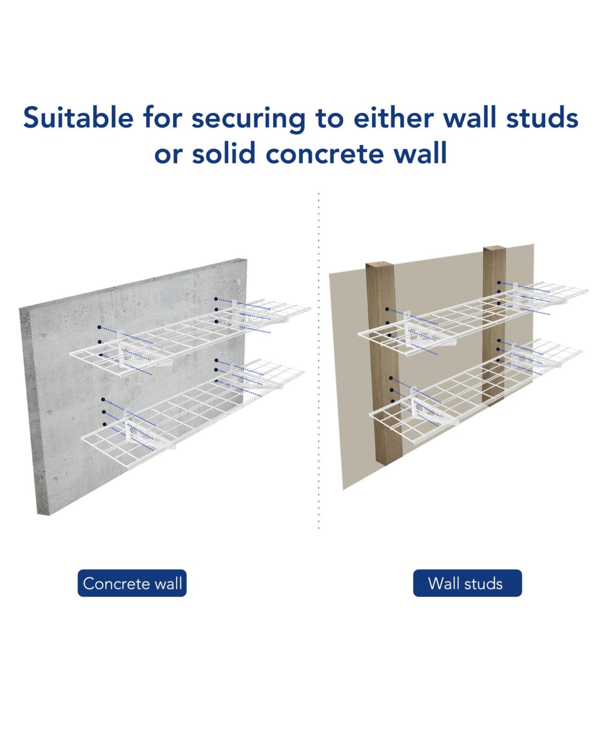 Fleximounts Wr14-e WR White Series 12″ D × 48″ W White Steel Wall Shelves (2-Pack)