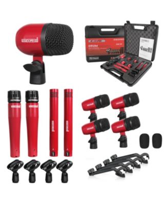 Drum Microphone Kit 9Pc All Metal Drummer Mics Tom/Snare Cymbals Wired Instrument Drums Set