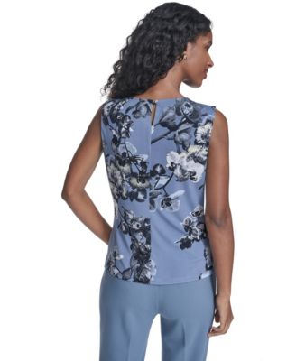 Women's Printed Sleeveless Pleated Top