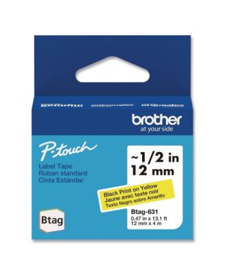 BTAG631 0.47 in. x 13.1 ft. Genuine P-Touch BTAG Label Tapes - Black on Yellow