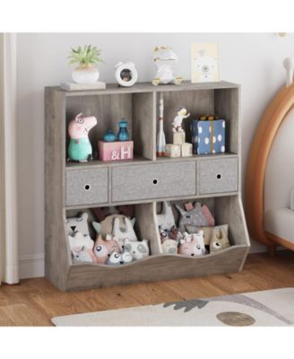 Kids Toy Storage Organizer, Kids Bookshelf with 2 Bookshelfs