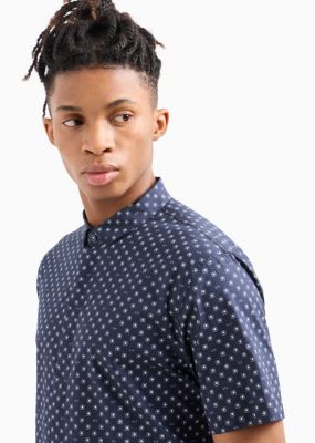 Men's Slim-Fit Tonal Geo Logo-Print Button-Down Shirt