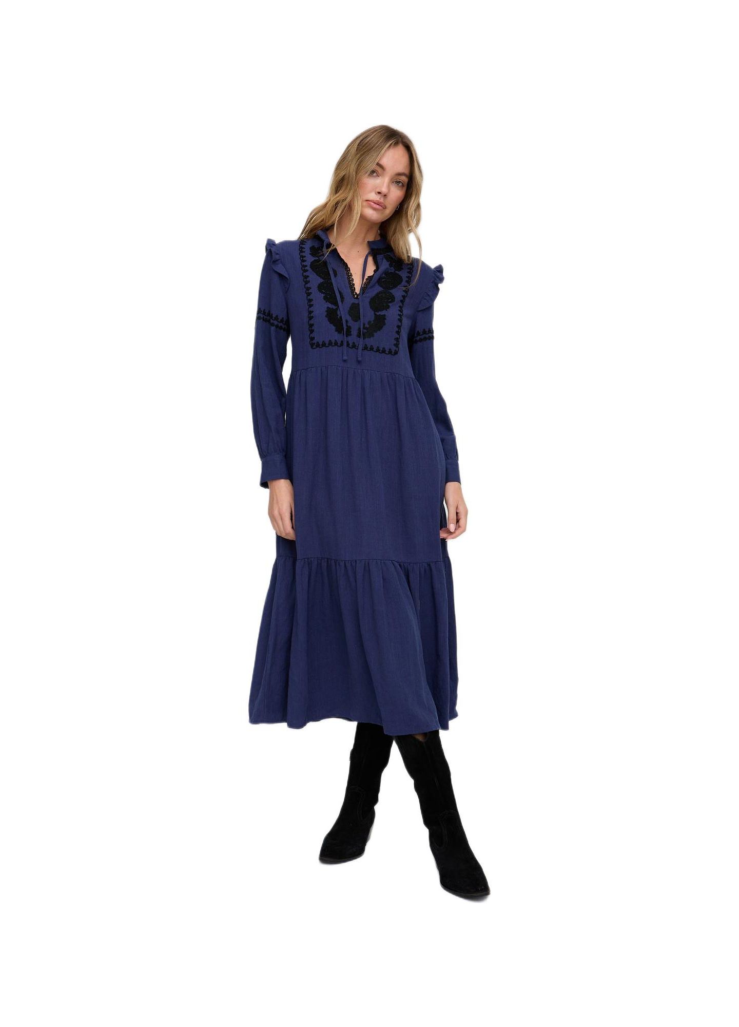 Женское платье Raffya Lulu Embroidered Maxi, цвет: Тёмно-синий — фото 2
