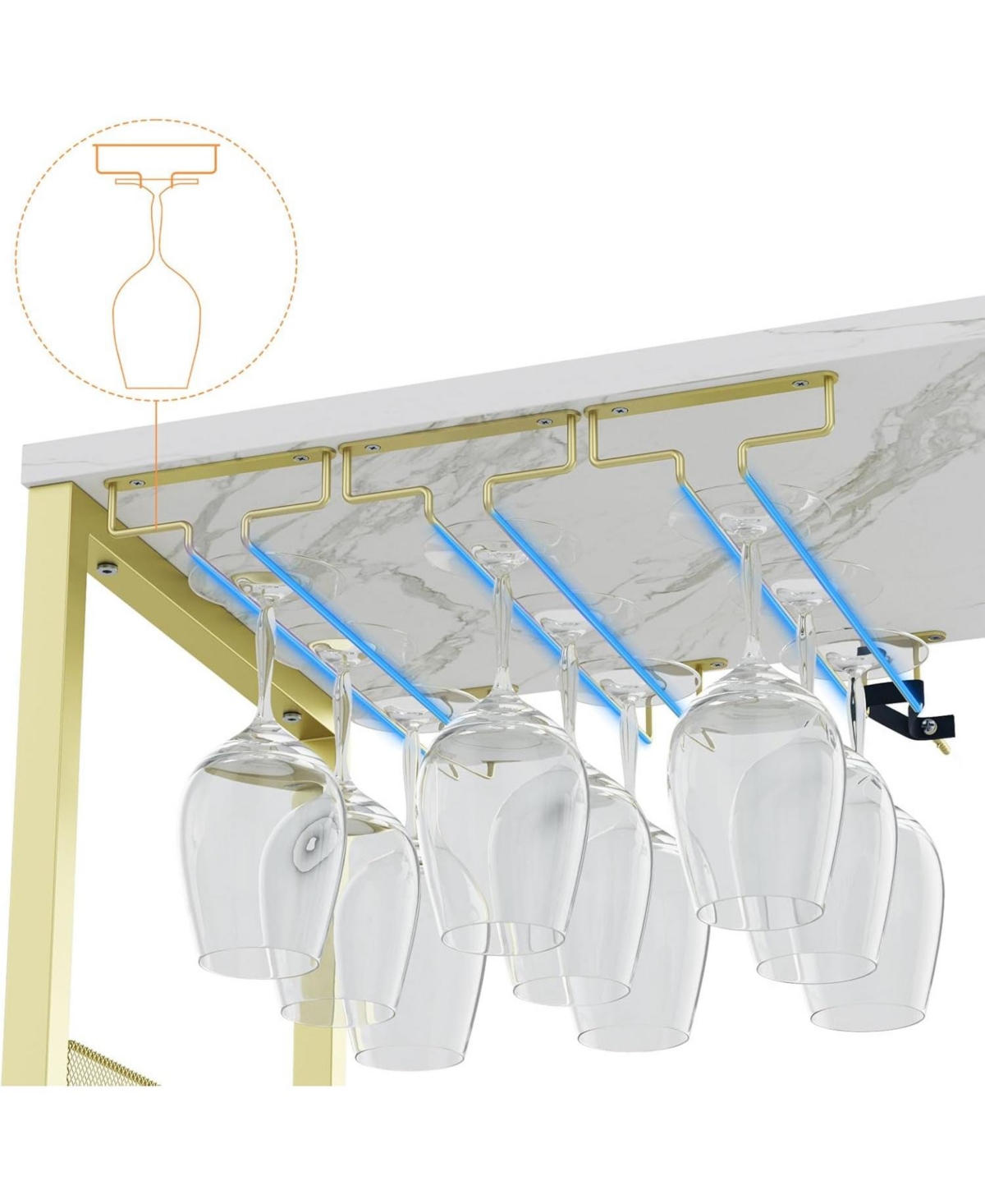 Gaomon Wine Bar Cabinet with Drawer, Shelves, Glass Holder, and Mesh Door