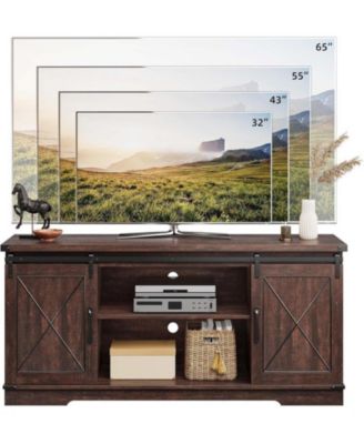 TV Stand for 65 Inch TV, Entertainment Center with Storage and Sliding Barn Doors