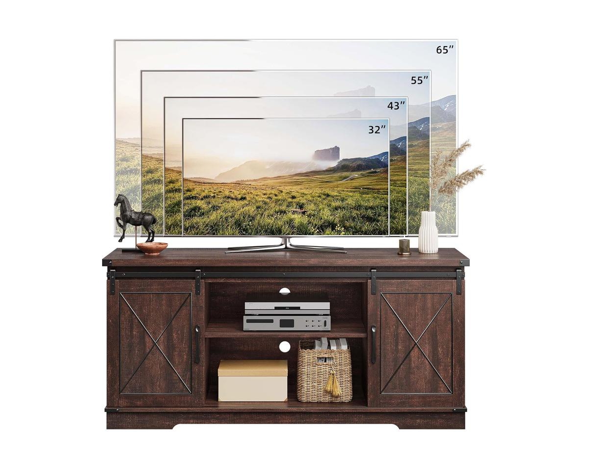 Gaomon Tv Stand for 65 Inch Tv, Entertainment Center with Storage and Sliding Barn Doors
