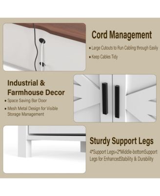 Farmhouse Industrial TV Stand for 55/60/65 Inch TV - Sliding Barn Door