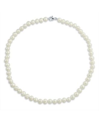 Hand-Knotted White Freshwater Pearl Necklace & Drop Pearl Earring Jewelry Set in Sterling Silver