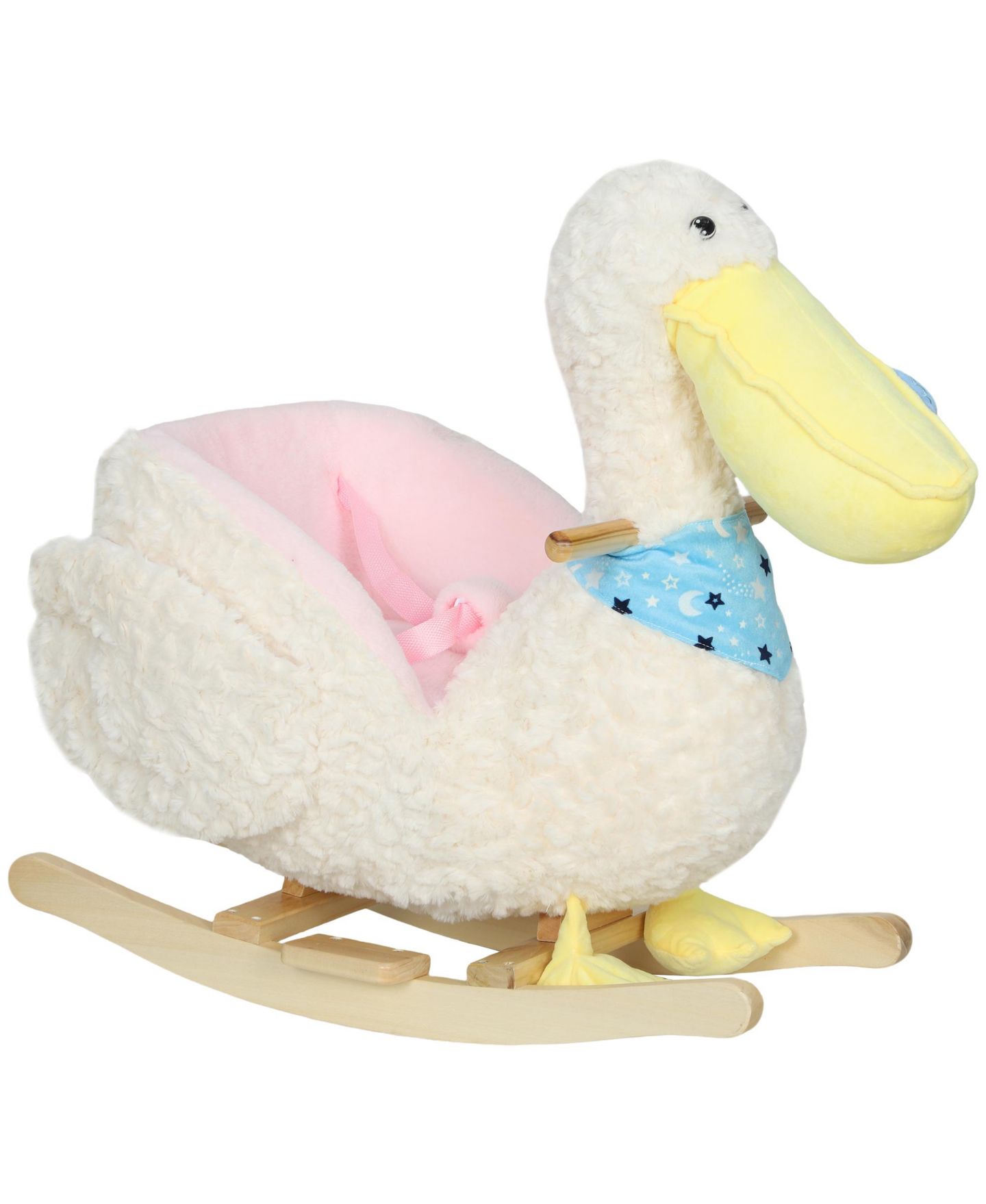 Детская игрушка Qaba Pelican Plush Rocking Horse with Duck Sounds, Holds up to 55 lbs., Ages 12+ Months, цвет: Белый — фото 1