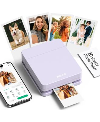 PP01 Instant Smartphone Photo Printer, Portable Mini Color Wireless Mobile Printer,  Bluetooth Compatible with iOS & Android Devices,  Purple