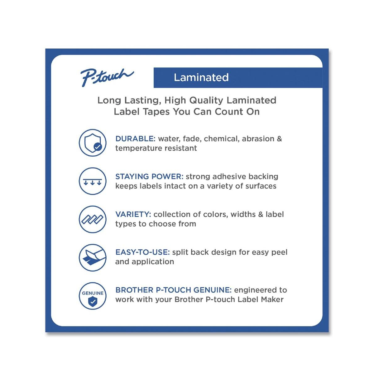 Brother P-Touch TZE661 1.4 in. x 26.2 ft. TZe Standard Adhesive Laminated Labeling Tape - Black on Yellow