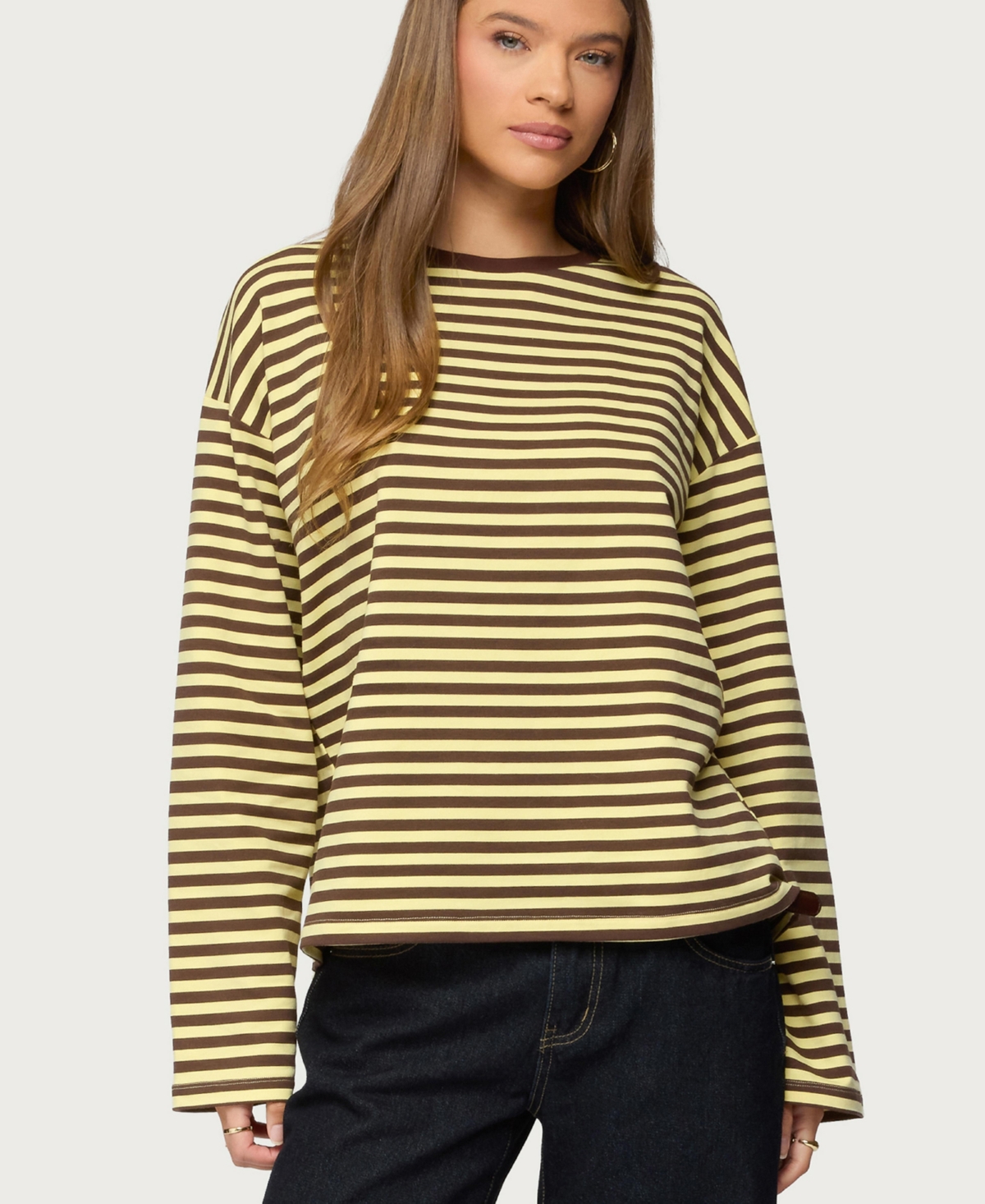 Edikted Women's Jodie Oversized Striped Long Sleeve Top