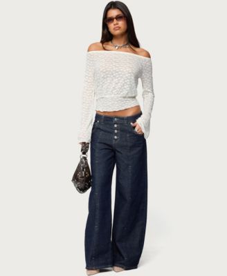 Women's Alef Sheer Lace Off Shoulder Top