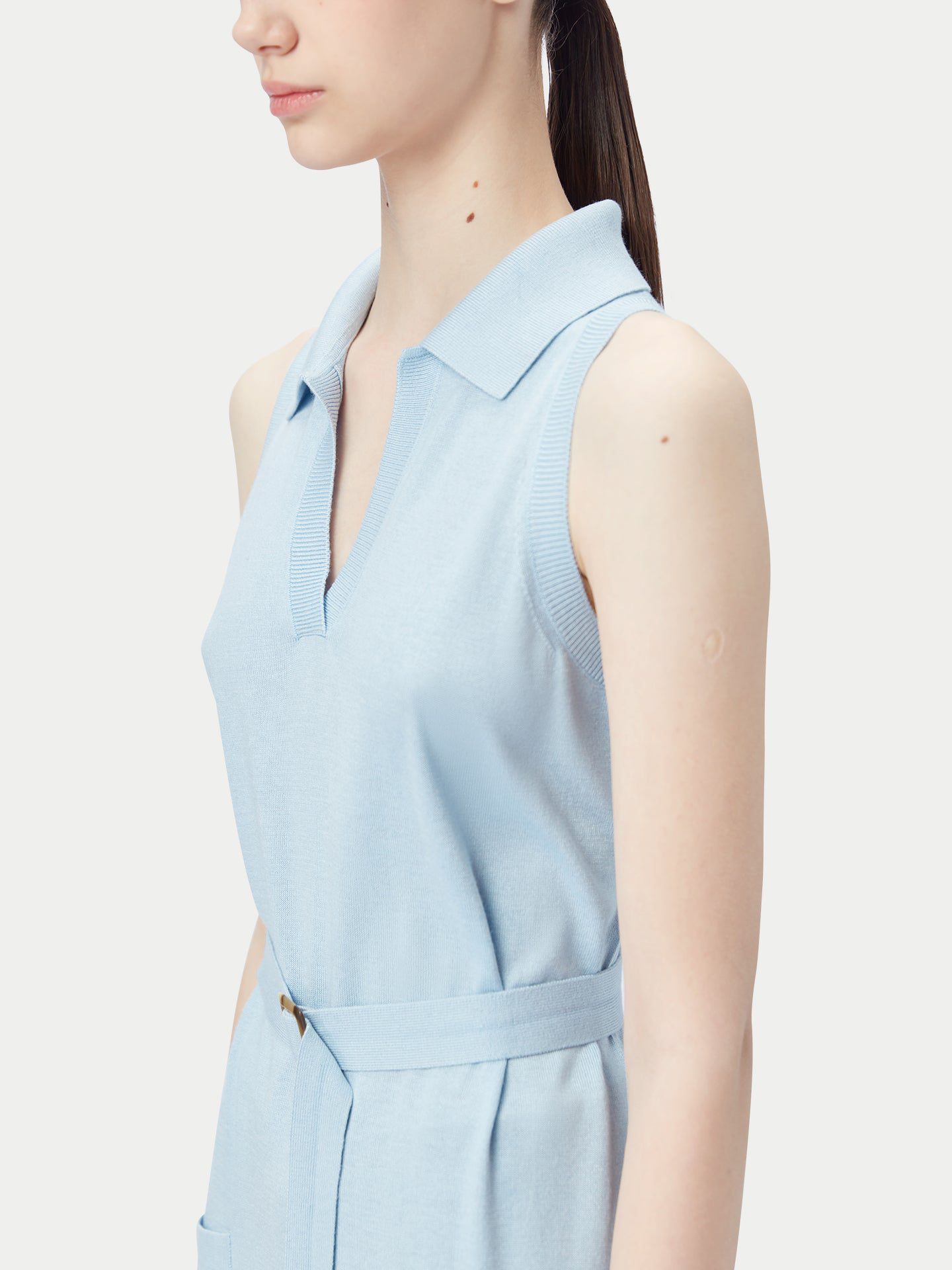 Женское платье Gobi Cashmere Sleeveless Silk Cashmere Polo in Muted Powder - XXL / Muted Powder / WK860-7005 — фото 9