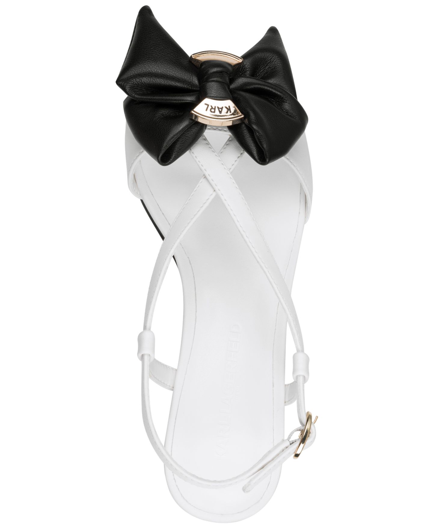 Женские сандалии KARL LAGERFELD PARIS Suttyn Bow Buckle, цвет: Яркий белый / Чёрный — фото 4