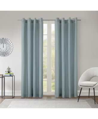 Harmony Light Filtering Crinkled Texture on Supple Drapeable Flowing Fabric Grommet Curtain Panel 52" x 84" Blue
