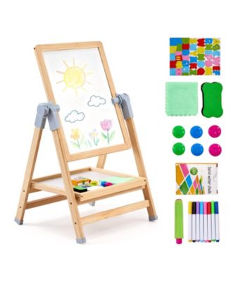 Kids Wooden Art Easel 2-in-1 Double-Sided with Accessories