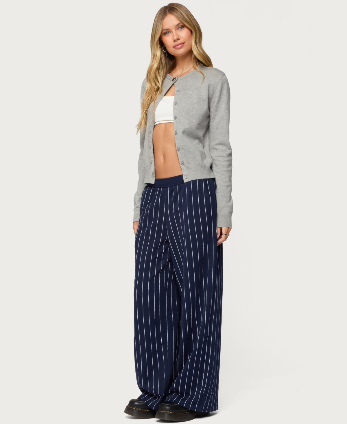 Edikted Women's Mercer Pinstripe Wide Leg Sweatpants
