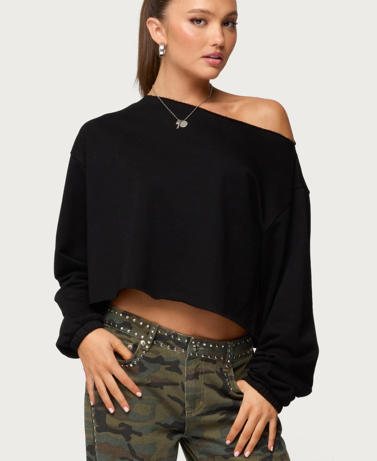 Edikted Women's Aveline Off Shoulder Light Sweatshirt