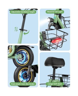 550W Electric Scooter with Seat for Adult, 12 inch Commuter Electric Scooter with Dual Shock Absorbers and Double Baskets