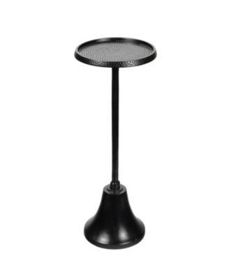 Irida 24" Art Deco Designer Pedestal Drink Table and Decorative End Table with Hammered Round Top and Bell Base