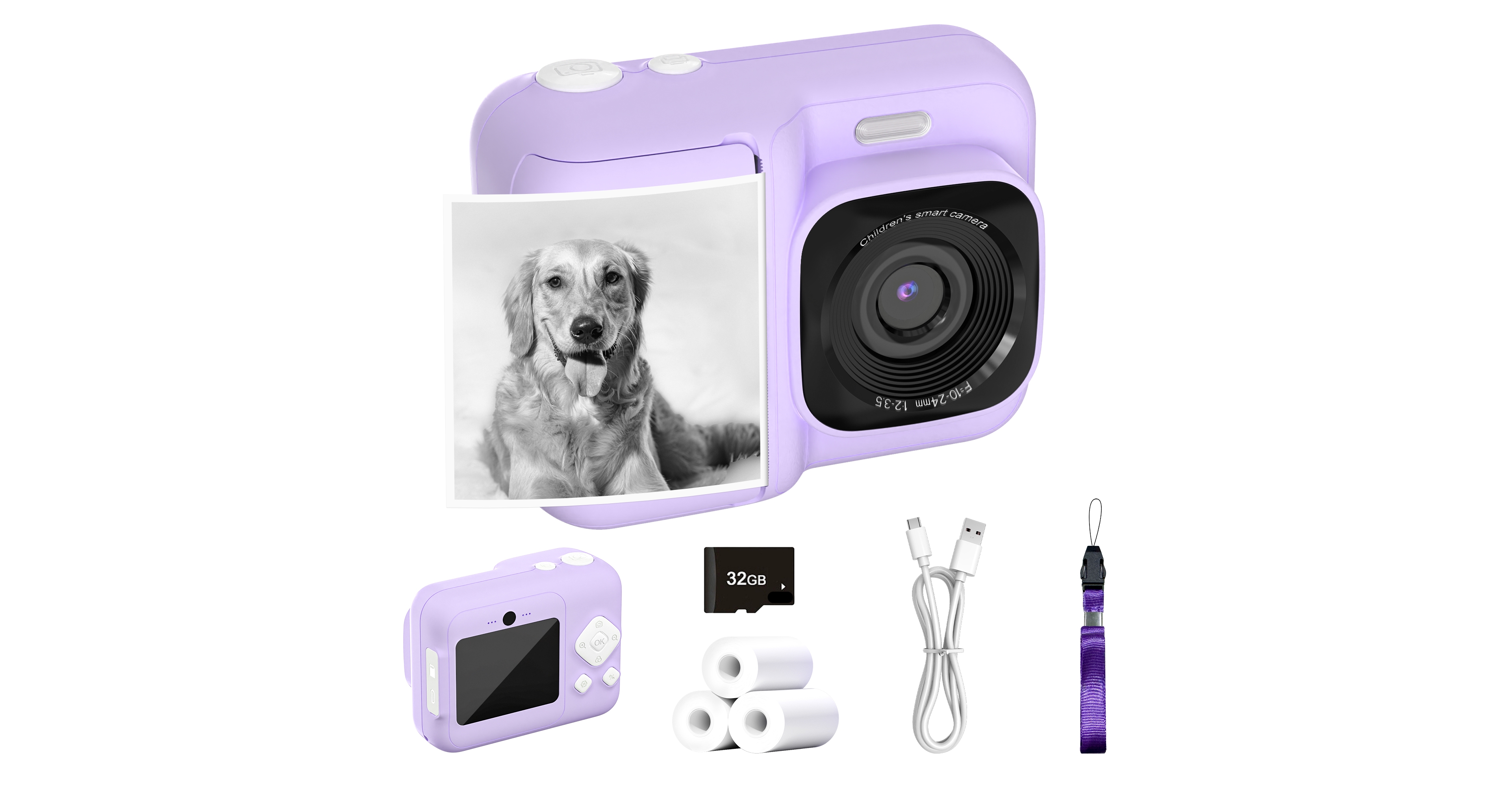 Swifint Kids Instant Print Camera, 1080P Digital Camera with 32GB Sd Card & 3 Paper Rolls. Christmas Birthday Gift for 4-10 Year Old Girls Boys.
