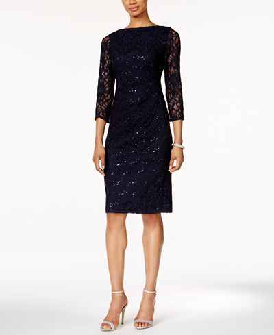 Jessica Howard Sequined Lace Sheath Dress - Dresses - Women - Macy's