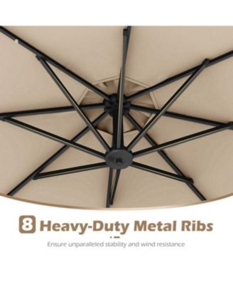 Offset Patio Umbrella with Base and 32 LED Lights