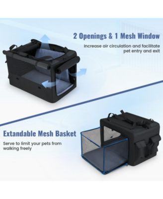 Folding Soft Dog Crate Foldable Pet Carrying Bag w/ 2 Openings & Window Soft Mat