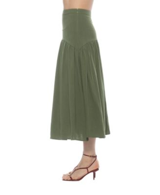 Women's Michel Dropped Waist Midi Shirred Skirt