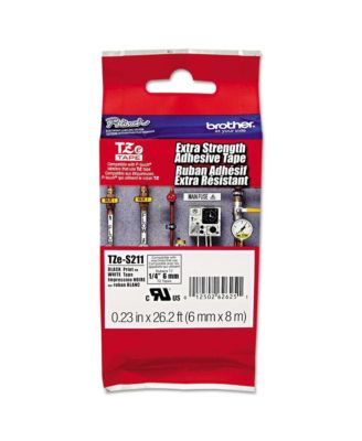TZES211 0.23 in. x 26.2 ft. Extra-Strength Adhesive Laminated Labeling Tape - Black on White