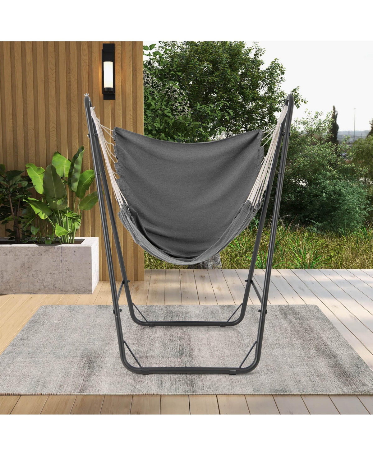 Costway Heavy-duty Hammock Chair with Stand Metal Frame Storage Pocket Quality Fabric