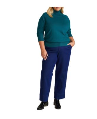 Women's Plus Size Savvy Fine Knit Raglan Turtleneck