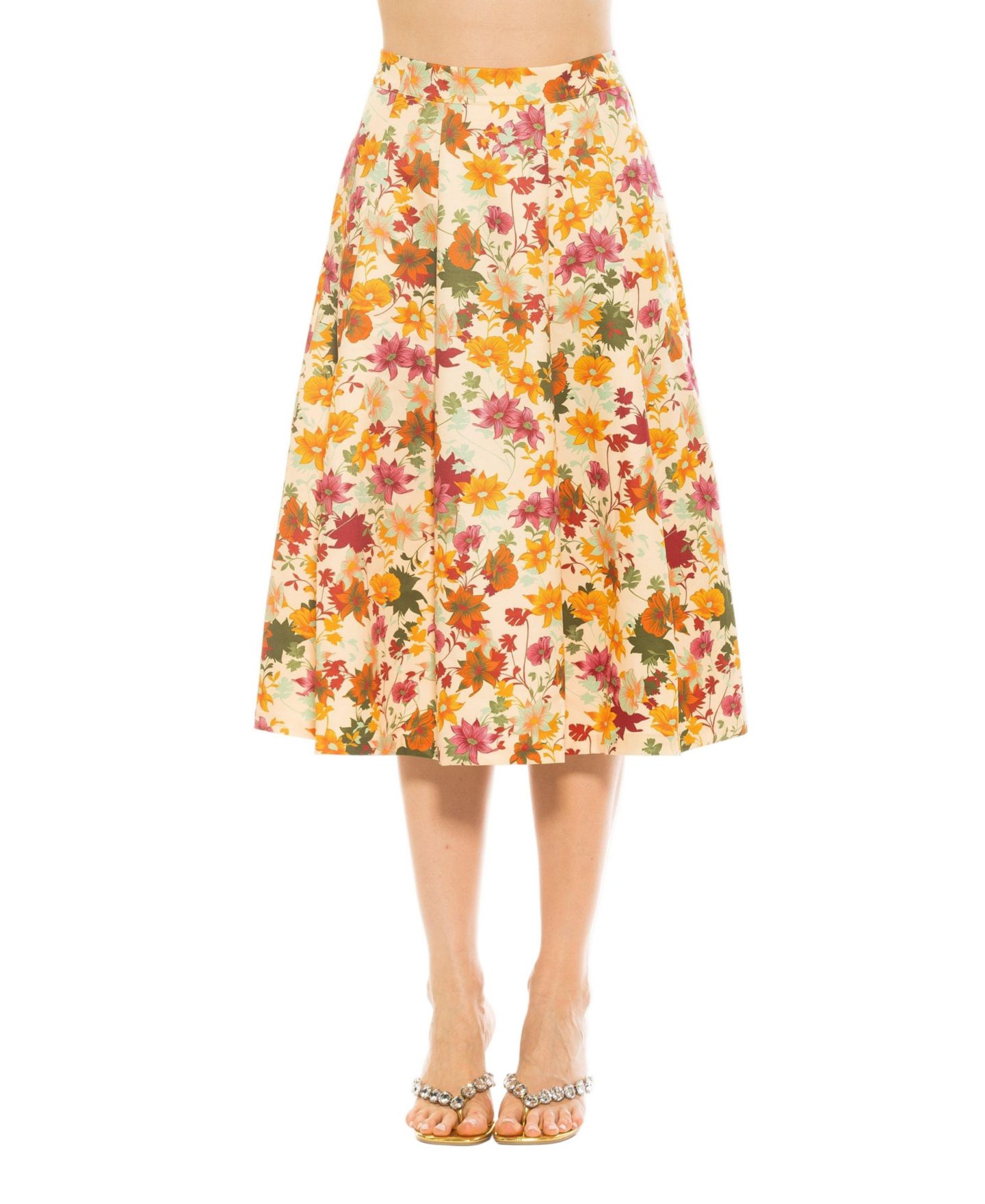 Женская юбка Alexia Admor Illia Pleated Midi With Waistband, цвет: Бежевый — фото 1