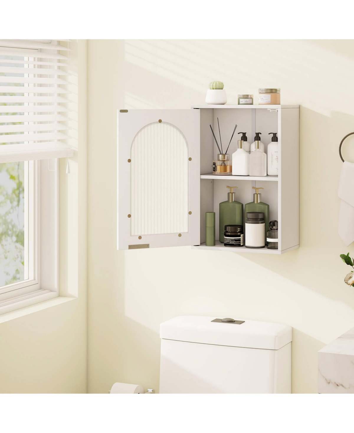 Costway Bathroom Wall Cabinet Medicine Cabinet with Tempered Glass Door & Adjustable Shelf